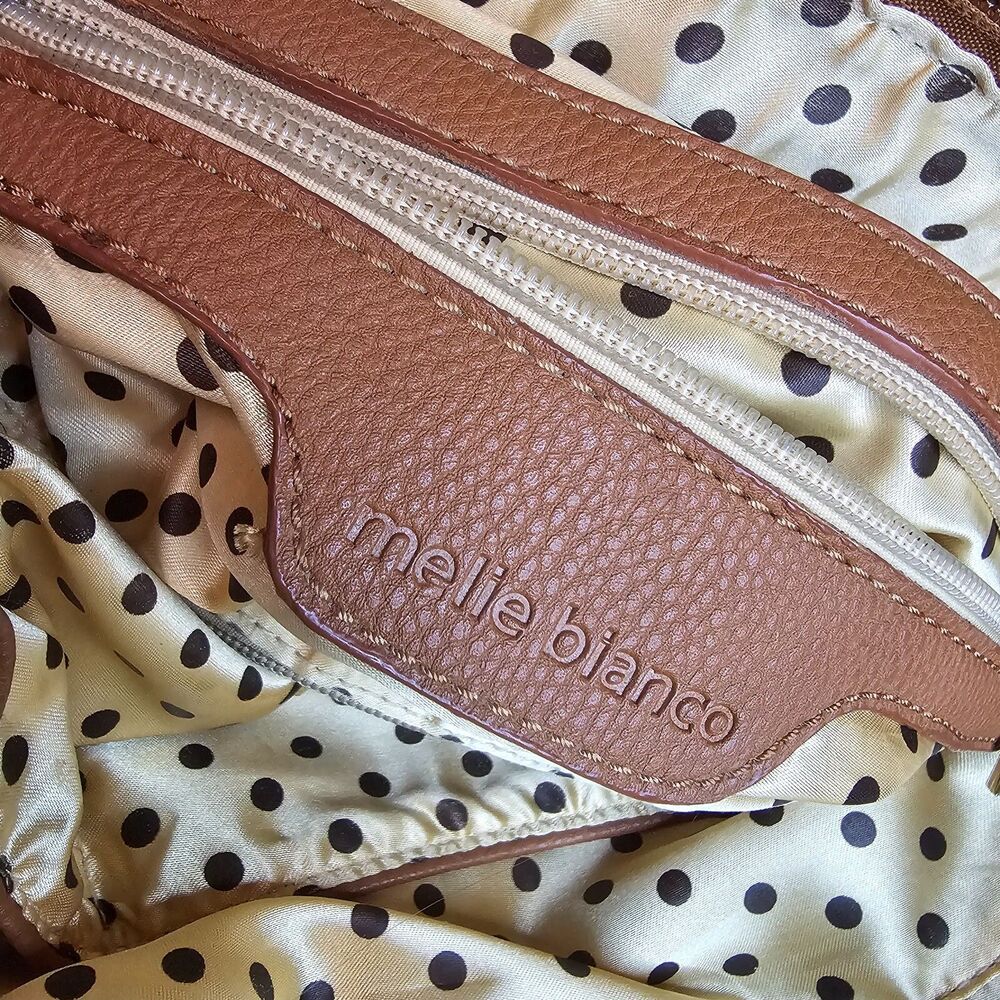 Anthropologie Melie Bianco Vegan Leather Camel Hobo Purse Handles Gold 11 x 16" - Picture 11 of 13